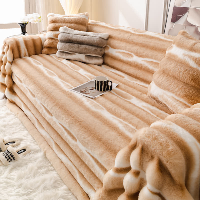 Velvet Faux Fur Sofa Throw Blanket