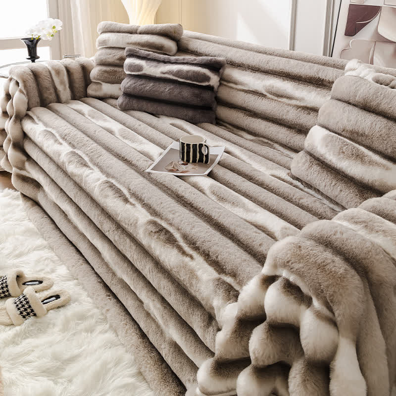 Velvet Faux Fur Sofa Throw Blanket