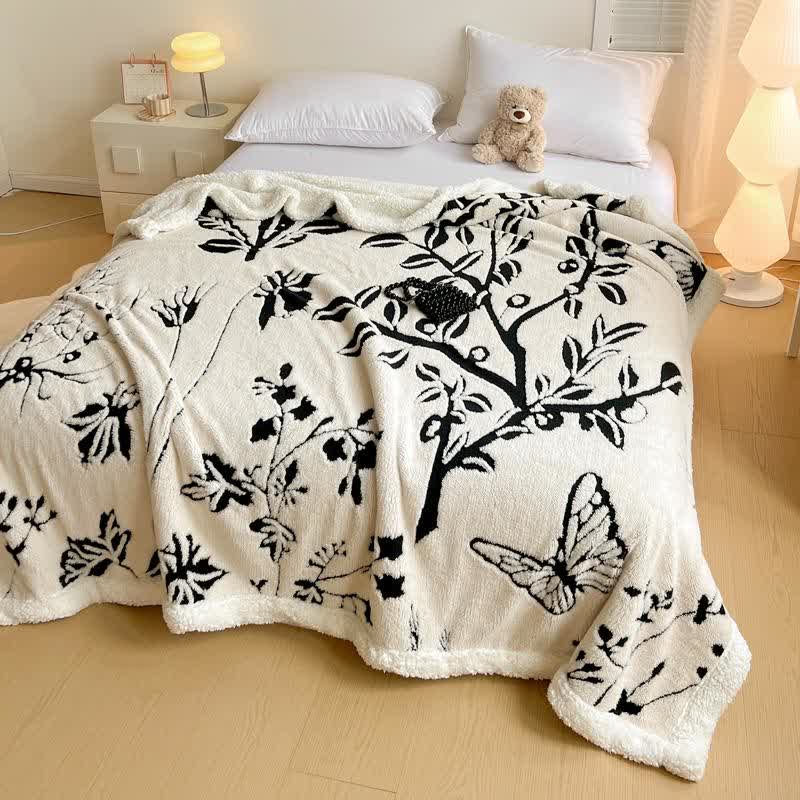 Tree Butterfly Jacquard Throw Blanket