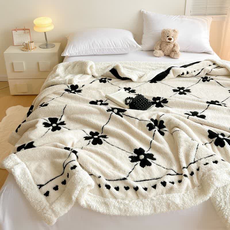 Diamond Checkered Flower Throw Blanket