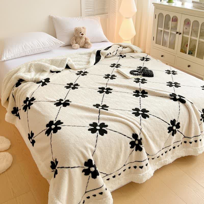 Diamond Checkered Flower Throw Blanket