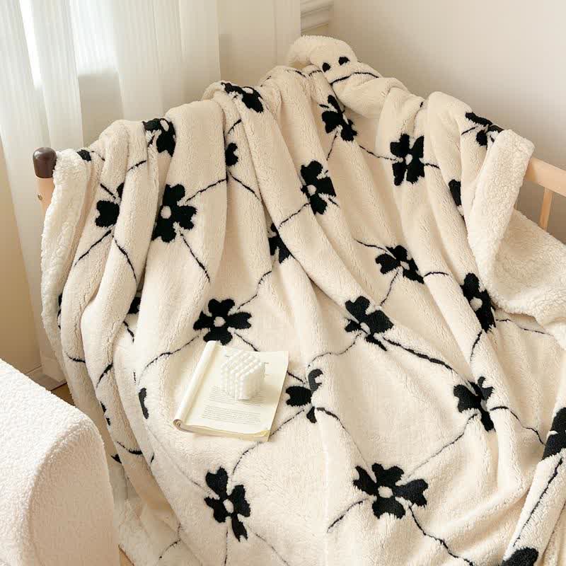 Diamond Checkered Flower Throw Blanket
