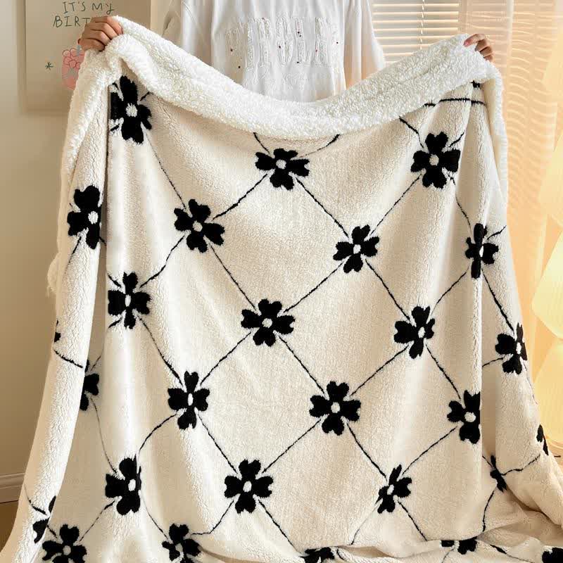 Diamond Checkered Flower Throw Blanket
