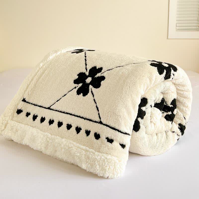 Diamond Checkered Flower Throw Blanket
