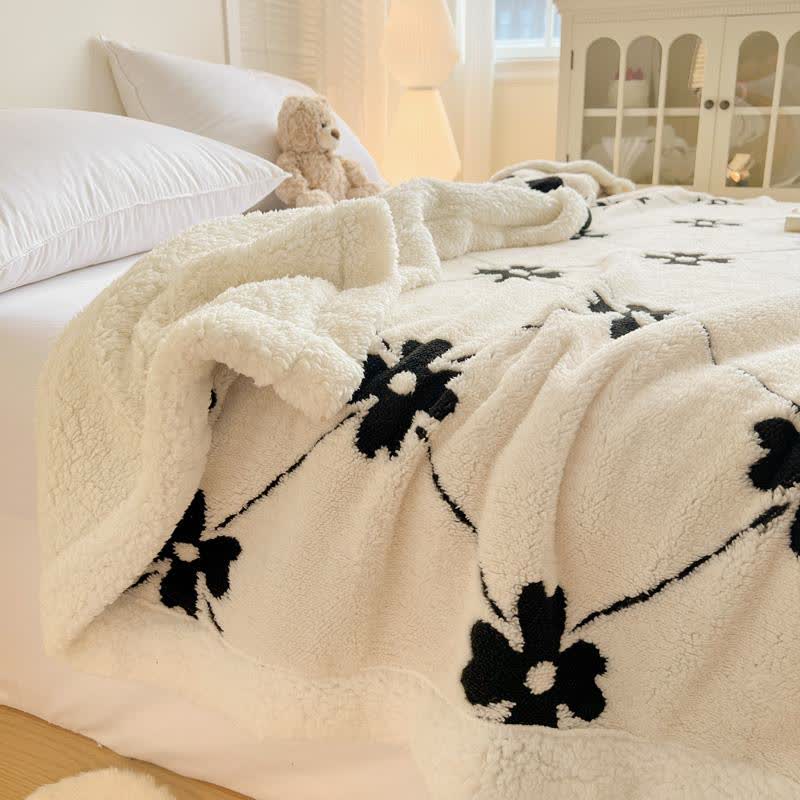 Diamond Checkered Flower Throw Blanket