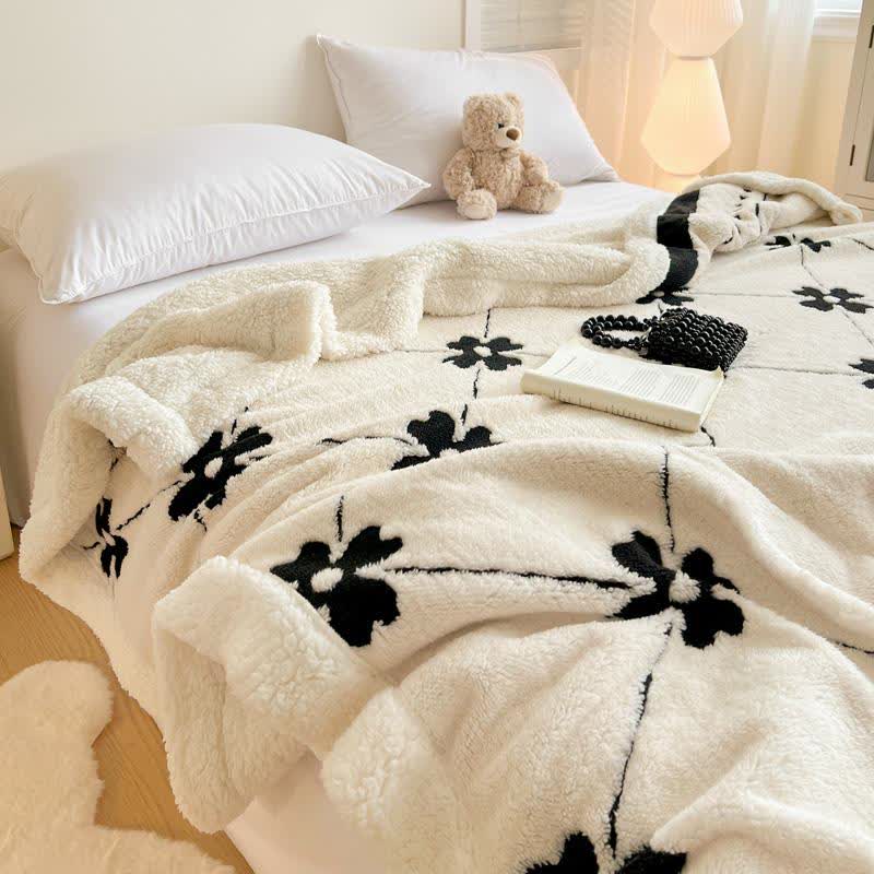 Diamond Checkered Flower Throw Blanket