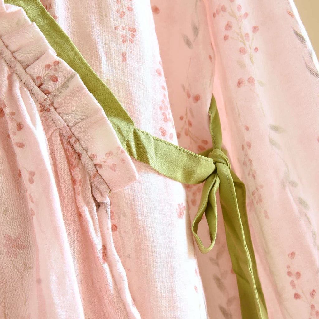 Pink Striped Floral Kimono Loungewear Set