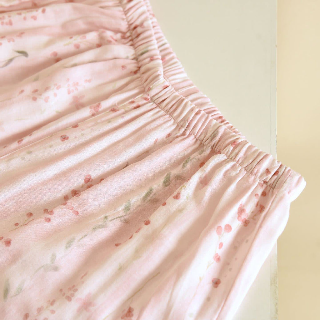 Pink Striped Floral Kimono Loungewear Set