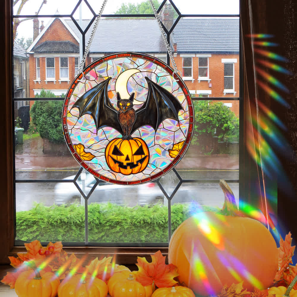 Pumpkin Bat Suncatcher Window Hanging