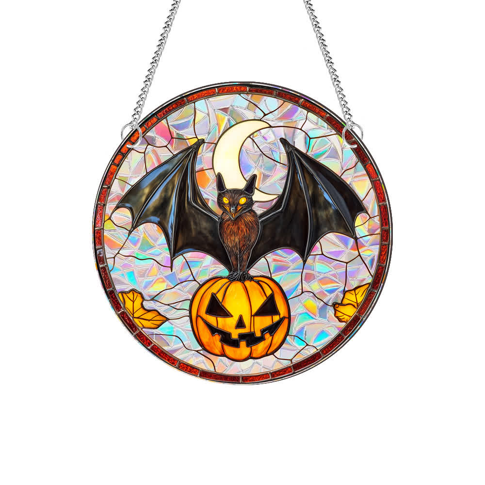 Pumpkin Bat Suncatcher Window Hanging