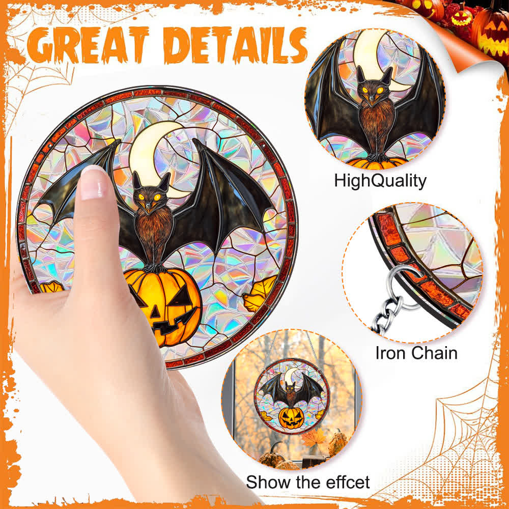 Pumpkin Bat Suncatcher Window Hanging