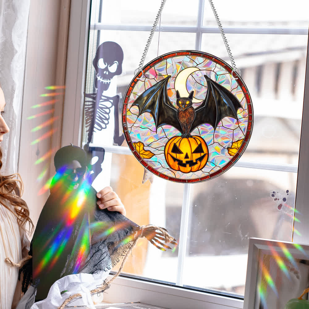 Pumpkin Bat Suncatcher Window Hanging