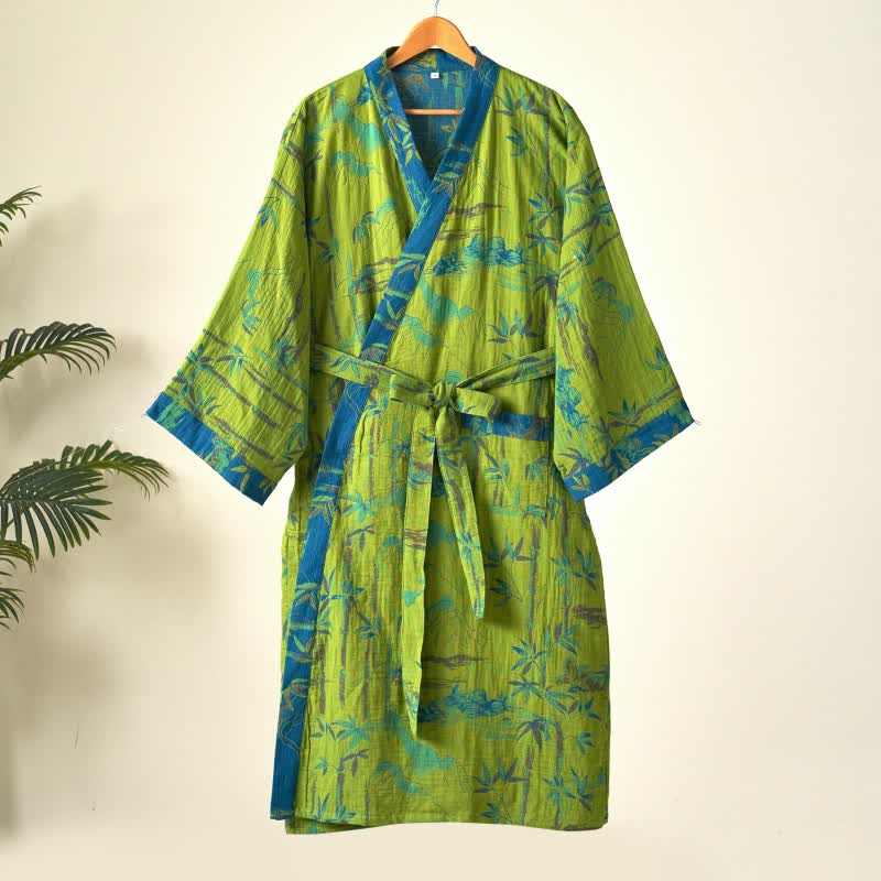 Two-Tone Bamboo Cotton Gauze Kimono Robe