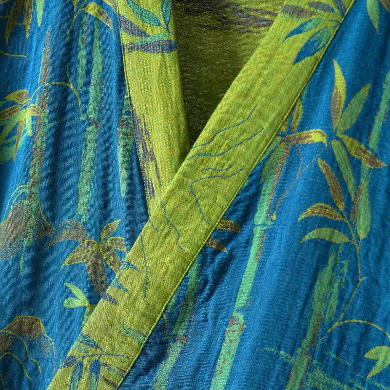 Two-Tone Bamboo Cotton Gauze Kimono Robe