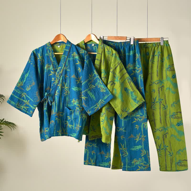 Bamboo Cotton Gauze Kimono Loungewear Set