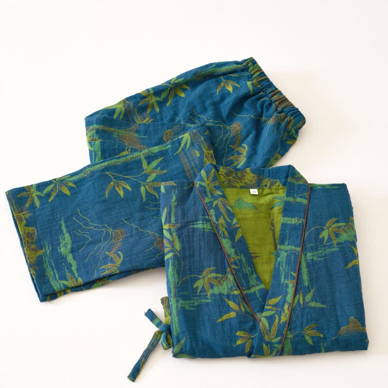 Bamboo Cotton Gauze Kimono Loungewear Set