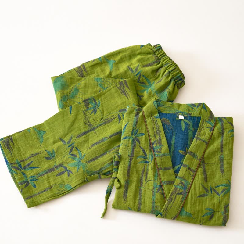Bamboo Cotton Gauze Kimono Loungewear Set