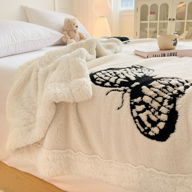 Butterfly Jacquard Warm Throw Blanket
