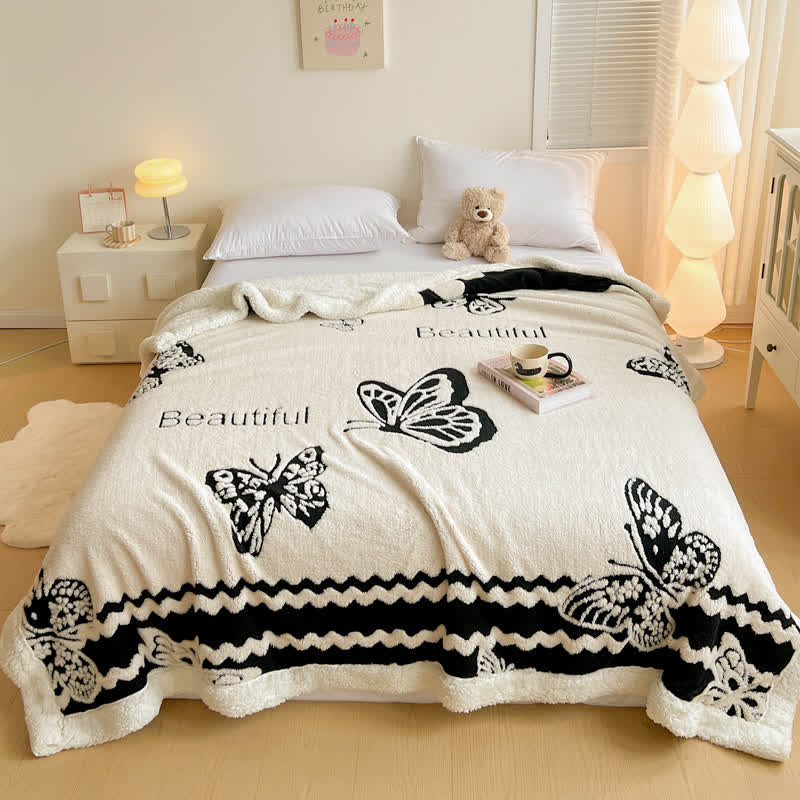 Butterfly Jacquard Warm Throw Blanket