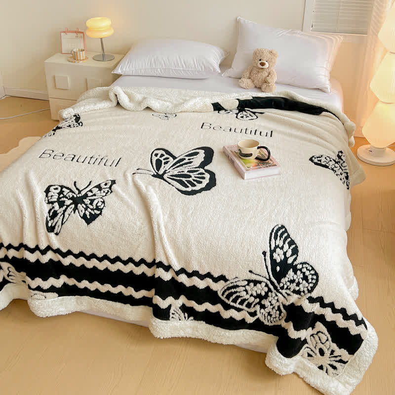 Butterfly Jacquard Warm Throw Blanket