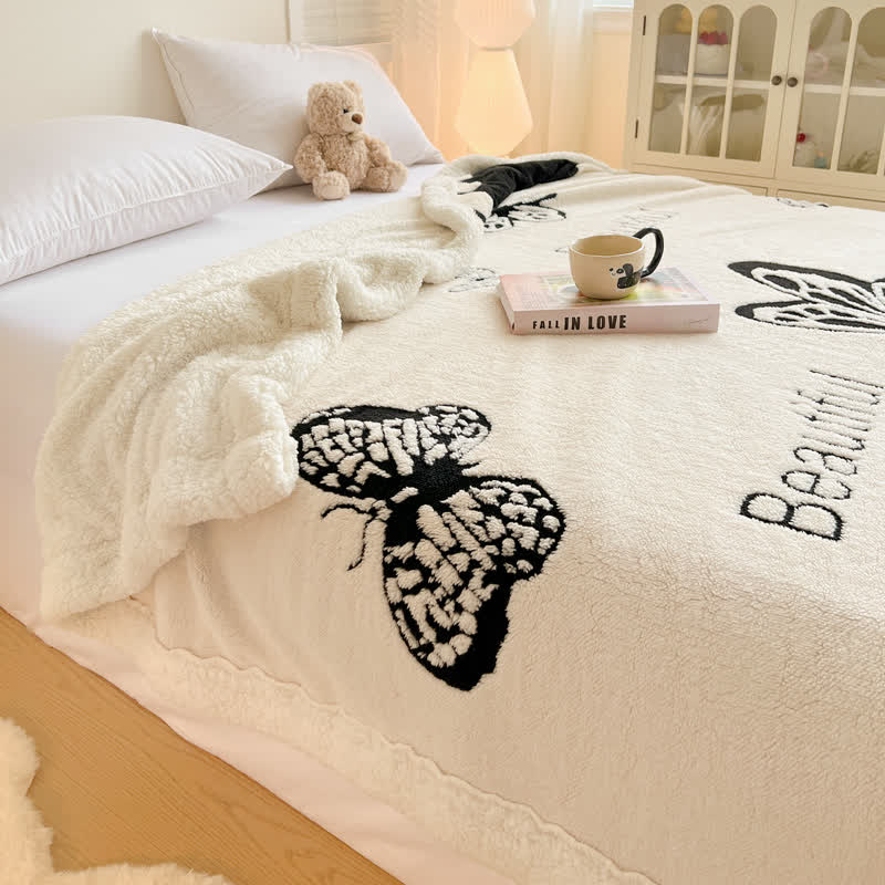 Butterfly Jacquard Warm Throw Blanket