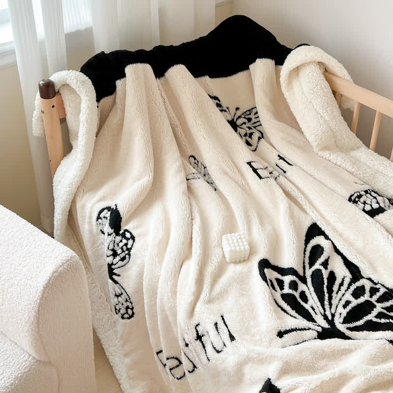 Butterfly Jacquard Warm Throw Blanket