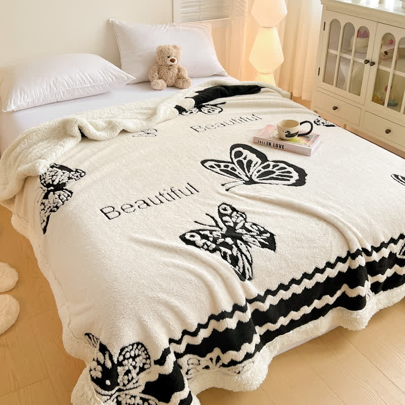 Butterfly Jacquard Warm Throw Blanket