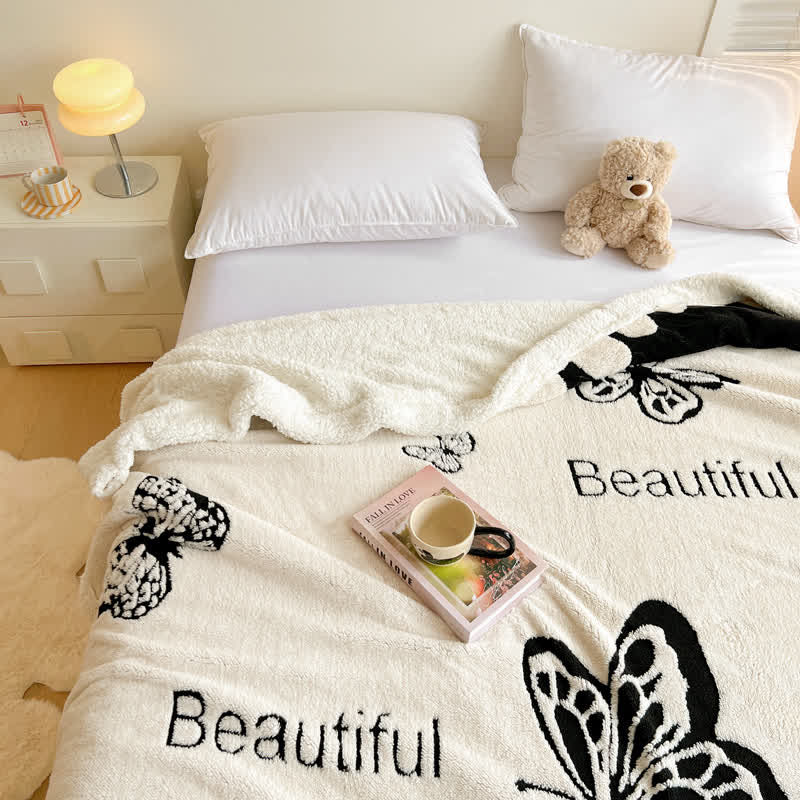 Butterfly Jacquard Warm Throw Blanket