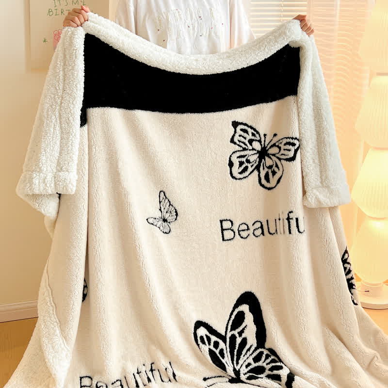 Butterfly Jacquard Warm Throw Blanket