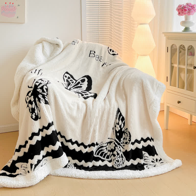 Butterfly Jacquard Warm Throw Blanket