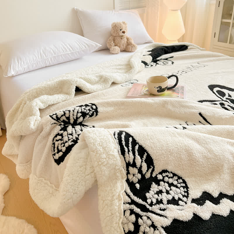 Butterfly Jacquard Warm Throw Blanket