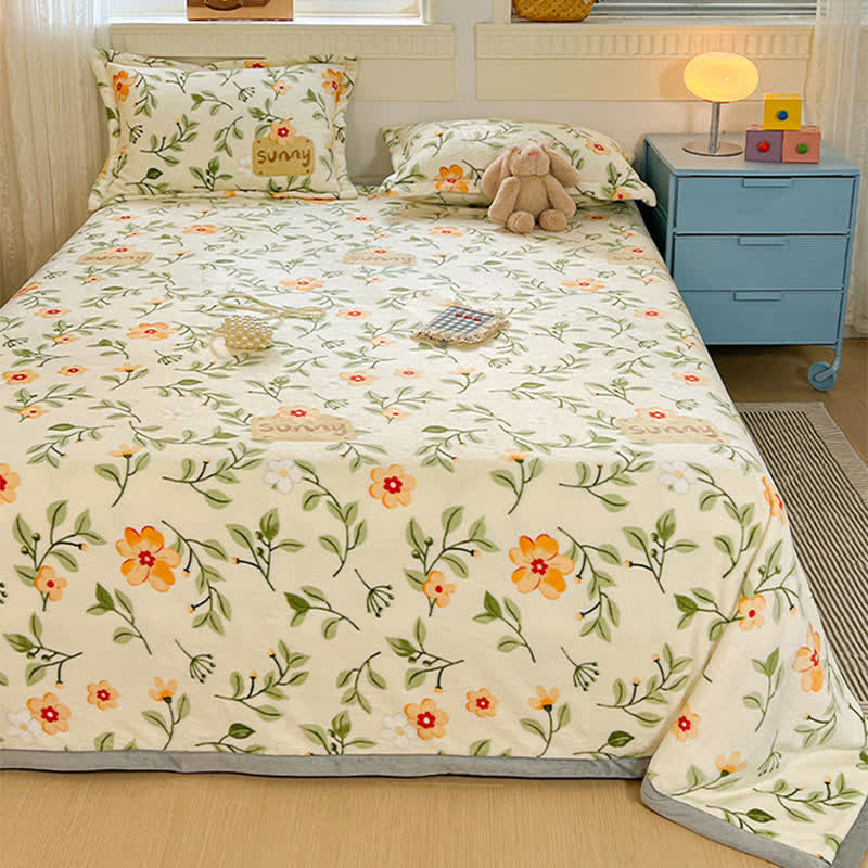 Yellow Floral Leaf Warm Throw Blanket