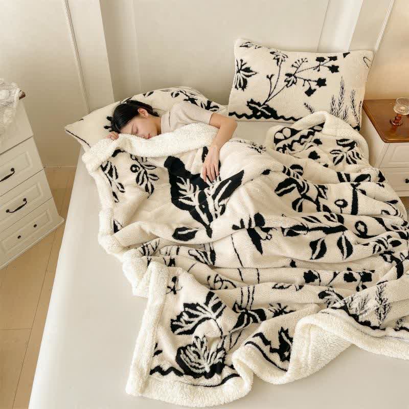 Botanical Leaf Butterfly Warm Throw Blanket