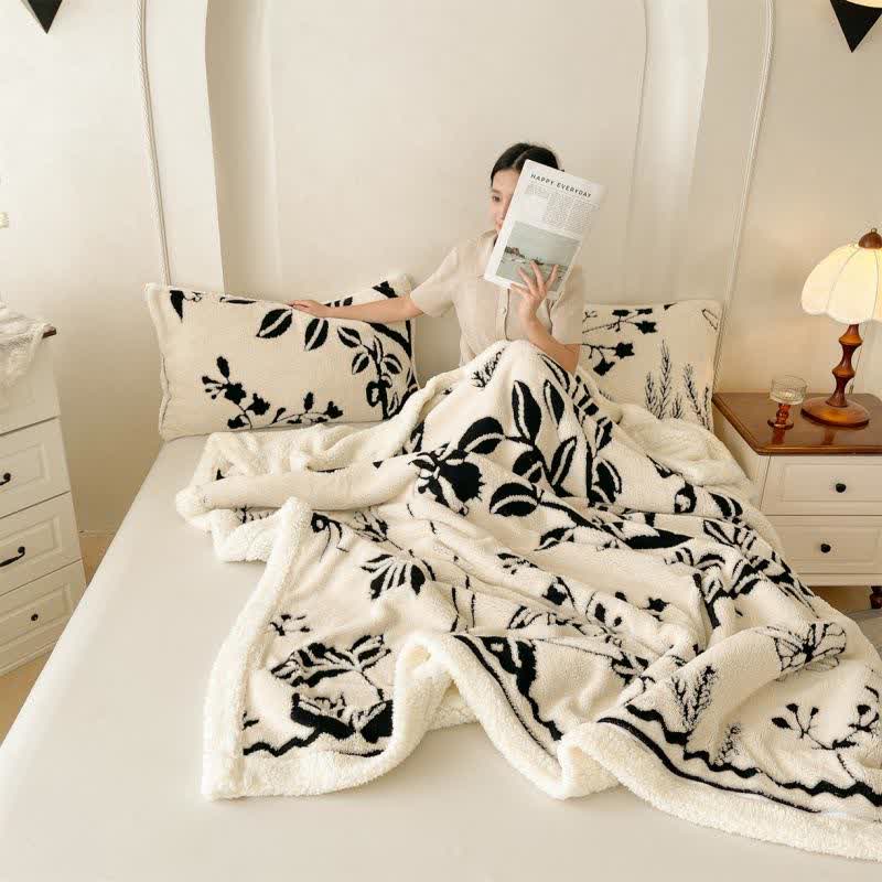 Botanical Leaf Butterfly Warm Throw Blanket