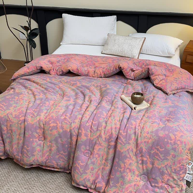 Artistic Butterfly Cotton Gauze Jacquard Quilt