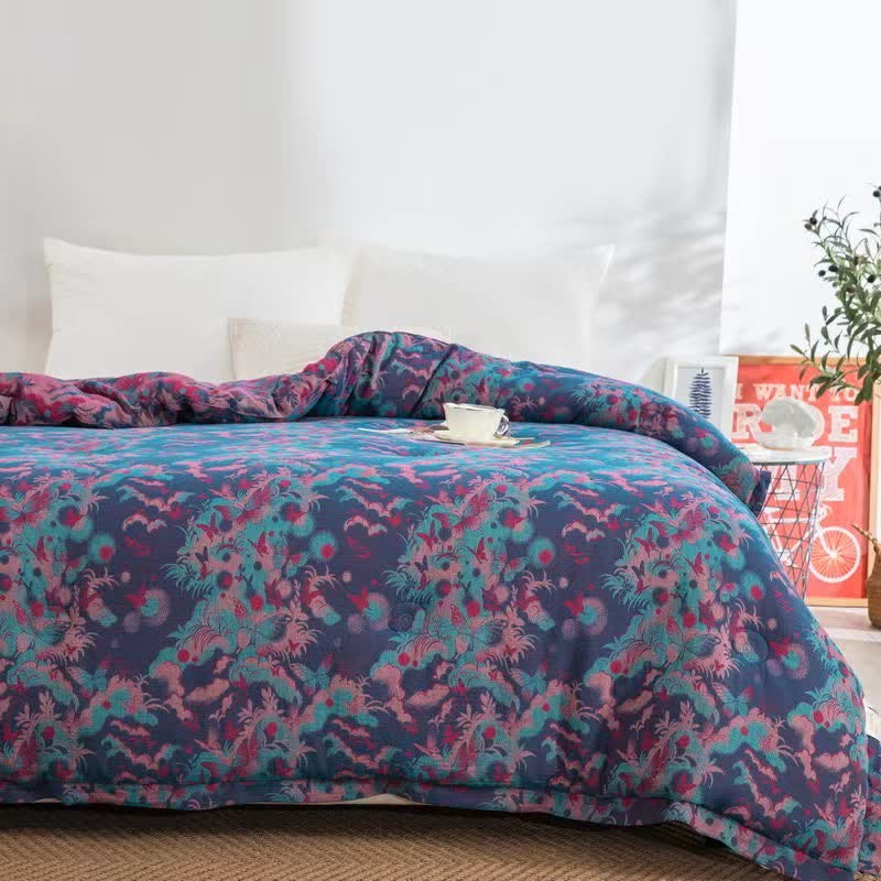 Artistic Butterfly Cotton Gauze Jacquard Quilt
