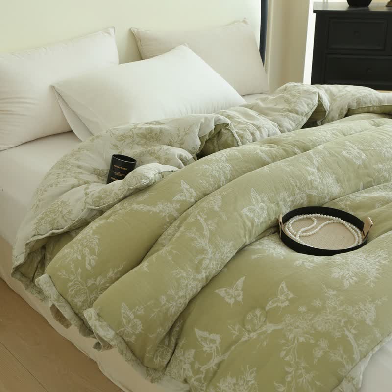 Branch Butterfly Cotton Gauze Jacquard Quilt