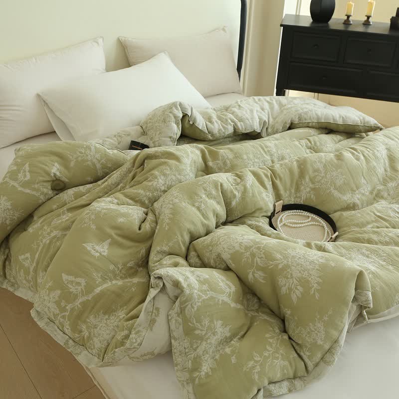 Branch Butterfly Cotton Gauze Jacquard Quilt
