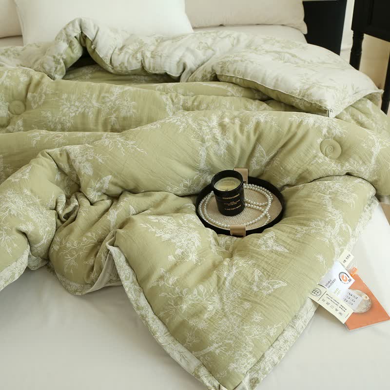 Branch Butterfly Cotton Gauze Jacquard Quilt
