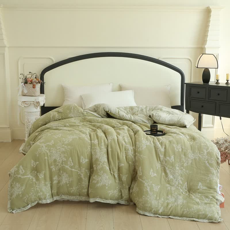 Branch Butterfly Cotton Gauze Jacquard Quilt