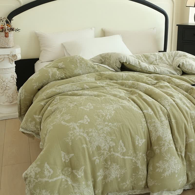 Branch Butterfly Cotton Gauze Jacquard Quilt