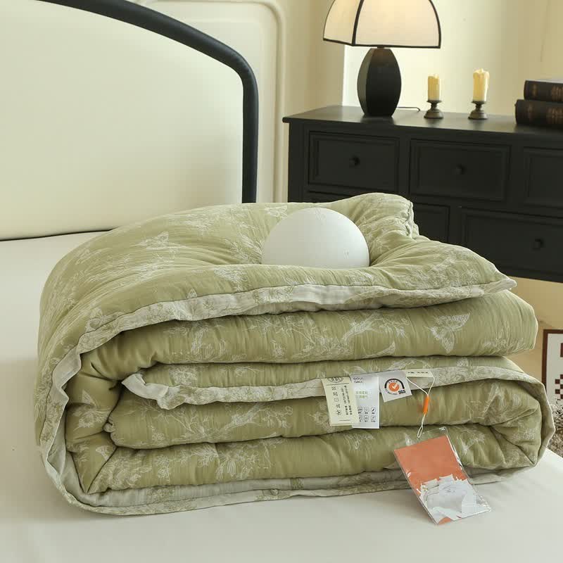 Branch Butterfly Cotton Gauze Jacquard Quilt