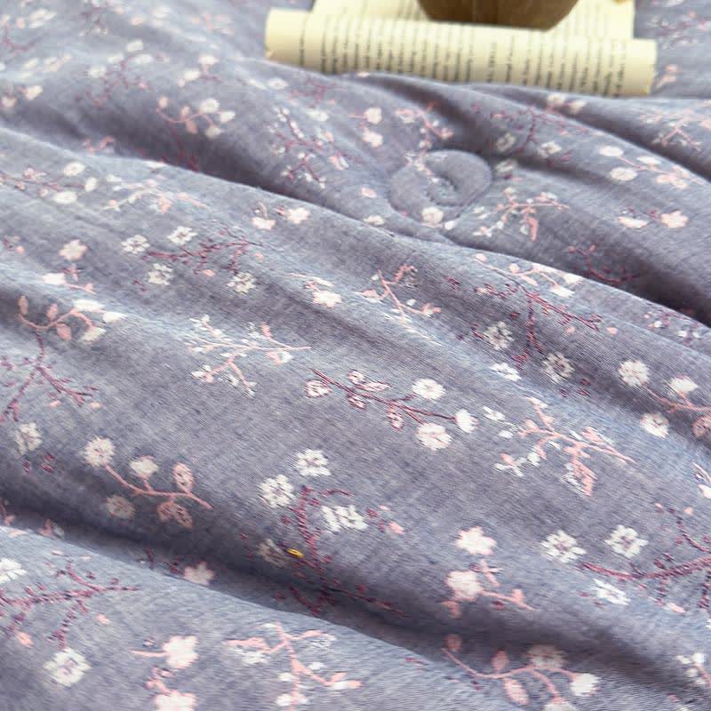 Branch Floral Cotton Gauze Jacquard Quilt