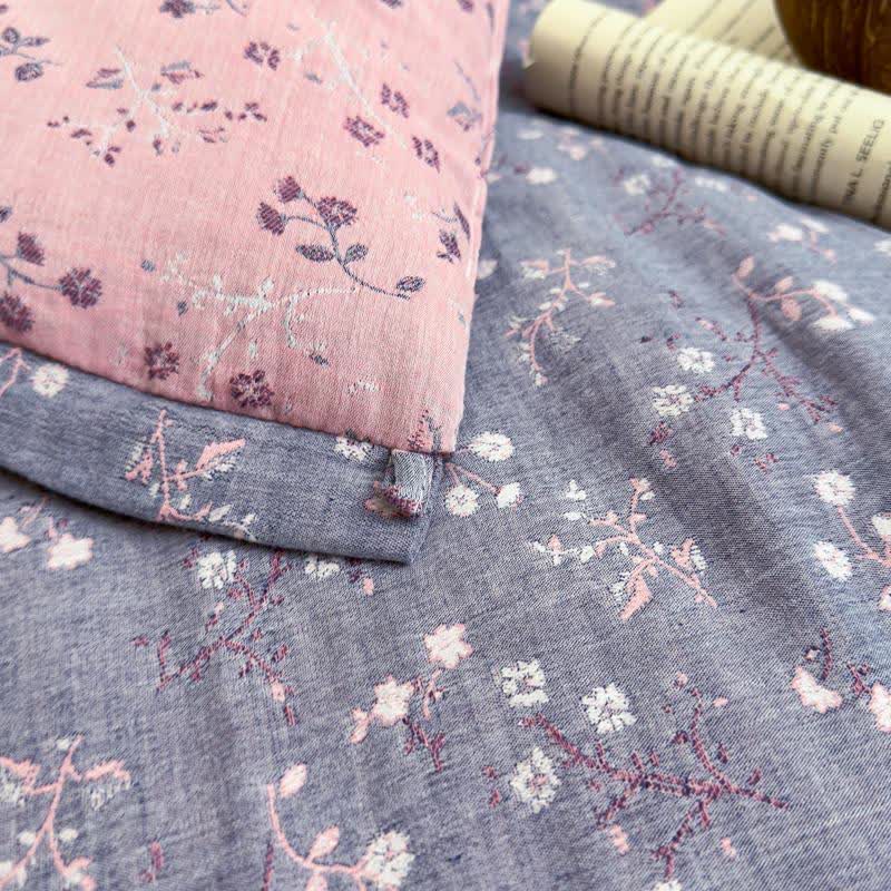 Branch Floral Cotton Gauze Jacquard Quilt