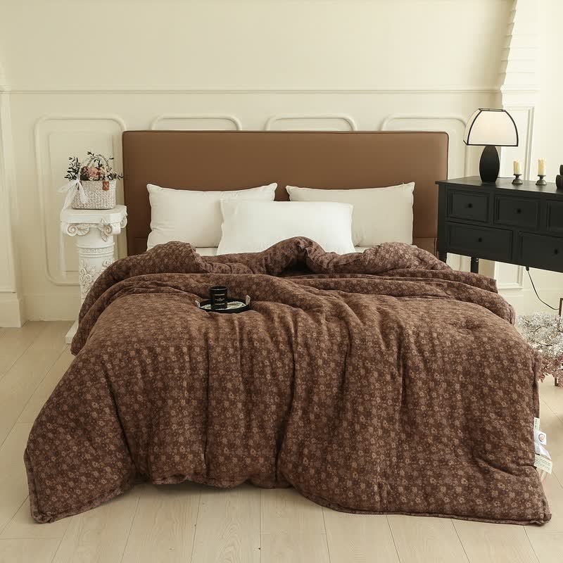 Retro Floral  Cotton Gauze Jacquard Quilt