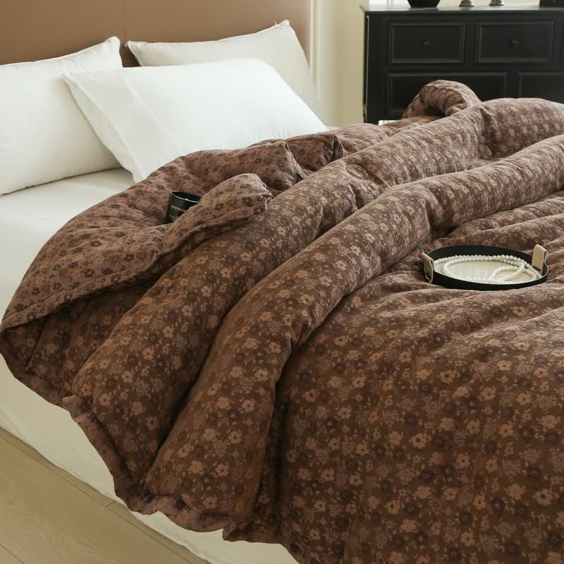 Retro Floral  Cotton Gauze Jacquard Quilt