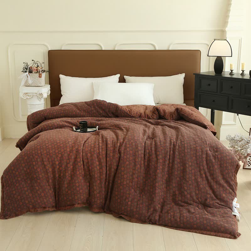 Retro Floral  Cotton Gauze Jacquard Quilt