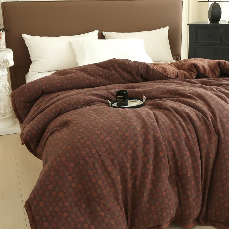 Retro Floral  Cotton Gauze Jacquard Quilt