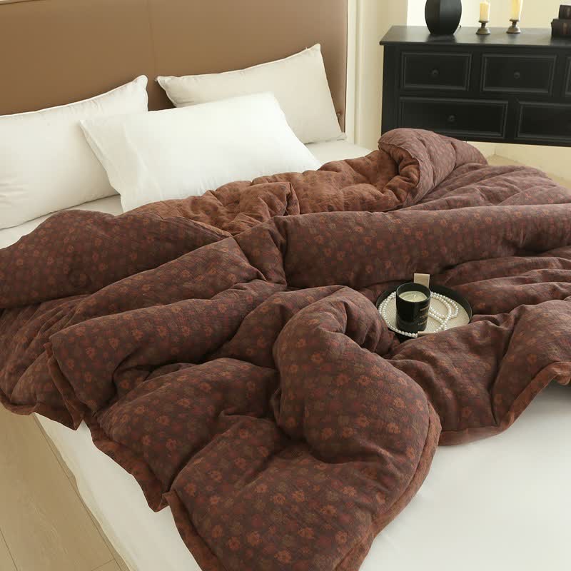 Retro Floral  Cotton Gauze Jacquard Quilt