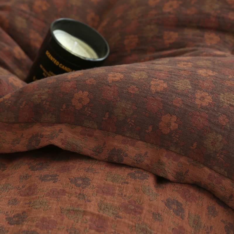 Retro Floral  Cotton Gauze Jacquard Quilt